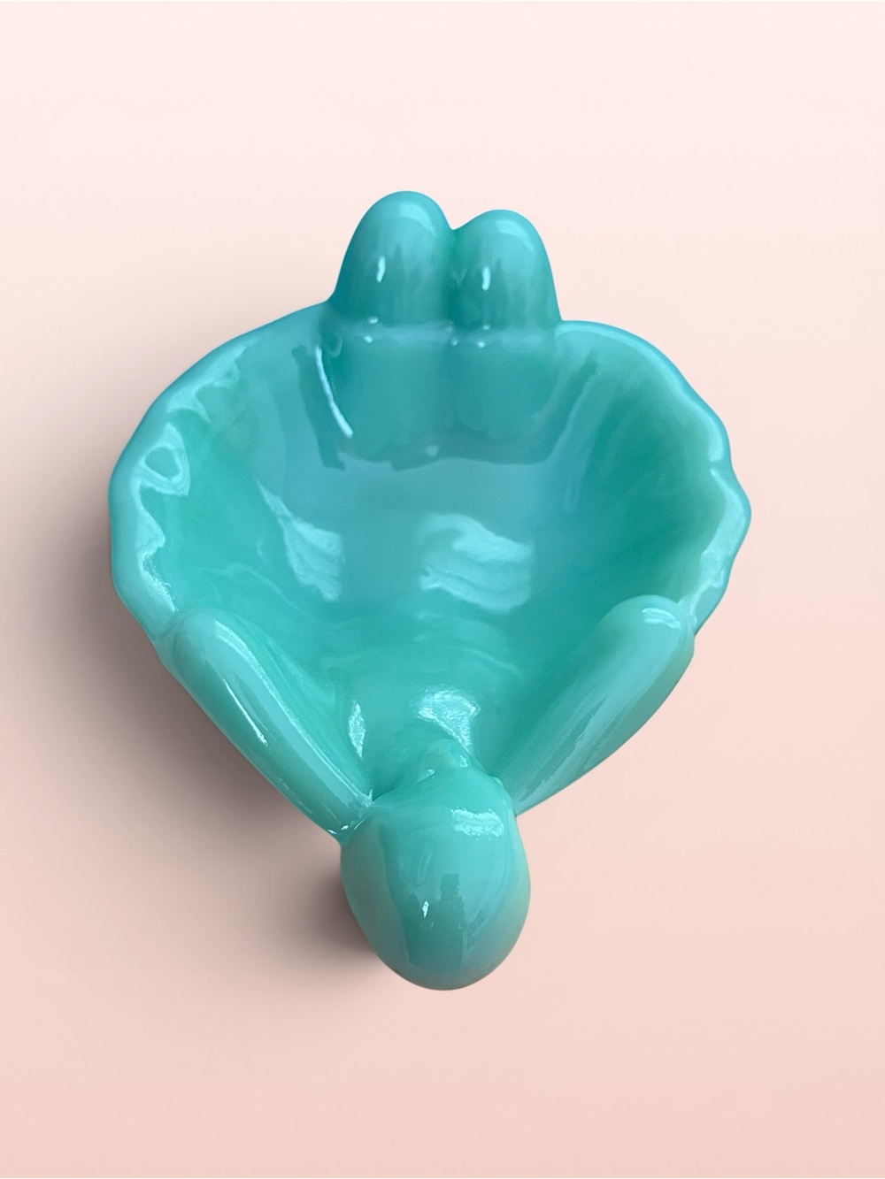 Mosser Glass Soap Trinket Dish  Green Bathing Beauty Jadeite Nude Ballerina - Picture 3 of 4